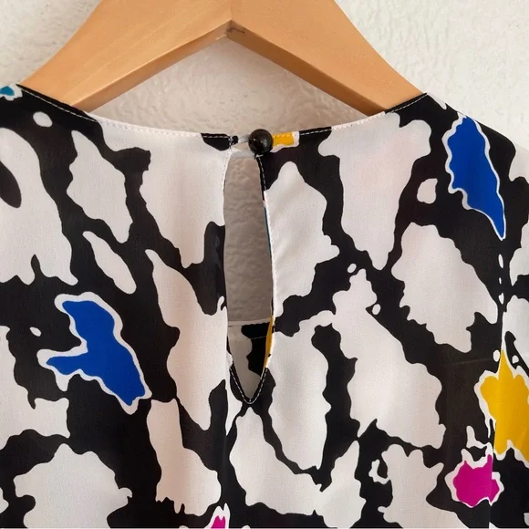 Vintage 1980s J.B. Too Blouson Abstract Print Midi Dress Multicolor Size… - Picture 13 of 15